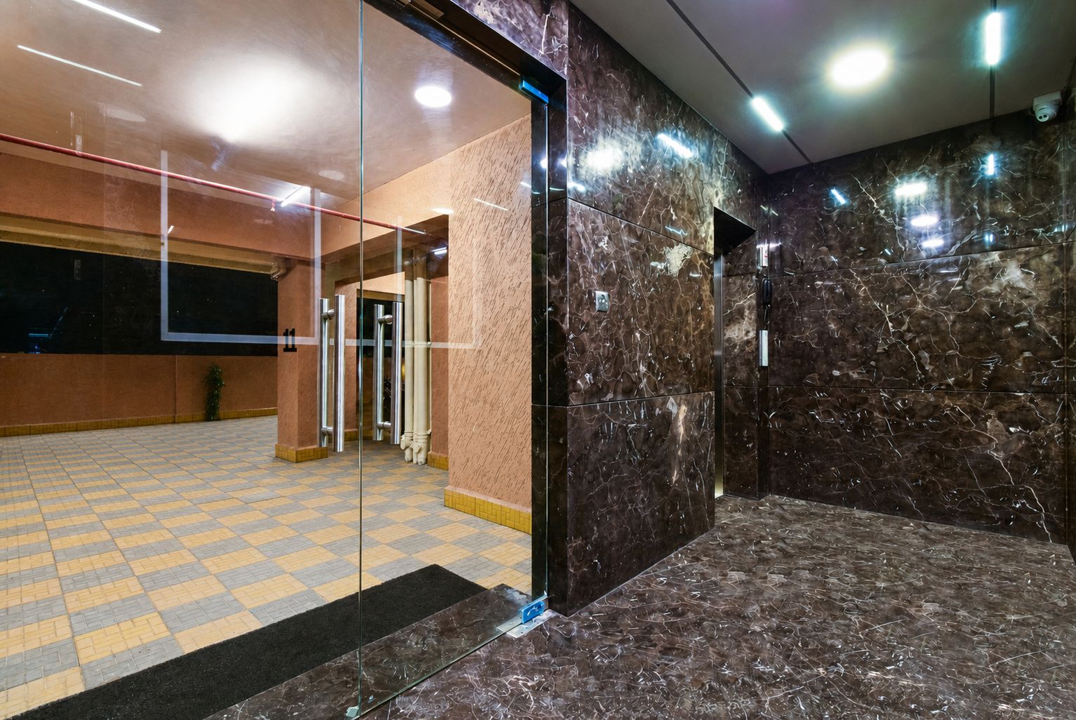 Entrance lobby with glass doors